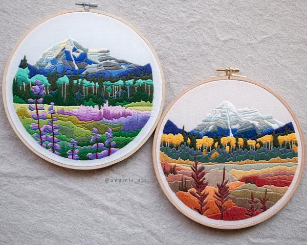 Mount Robson Autumn Original Embroidery